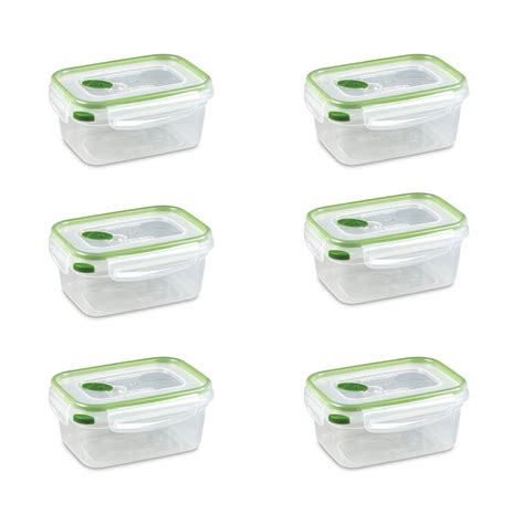 Sterilite 4.5 Cup Rectangle Ultra-Seal Food Storage Container, Green (6 Pack) - Walmart.com