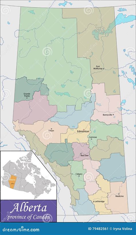 Map of Alberta stock vector. Illustration of atlas, district - 79482561