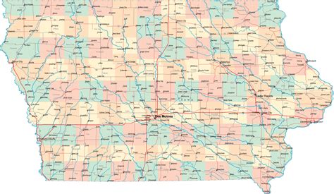 Iowa County Map With Roads - Fall Foliage 2024