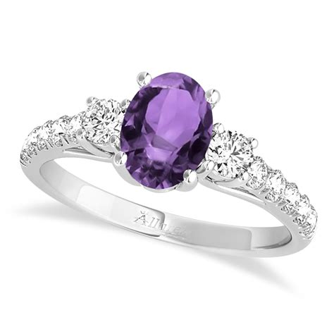 Oval Cut Amethyst & Diamond Engagement Ring 14k White Gold (1.40ct) - NG11406