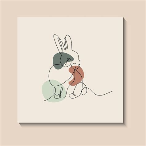 Premium Vector | Rabbits abstract one continuous line illustration ...