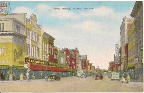 Racine Postcard - MAIN STREET, Racine, Wis | Racine, Racine wisconsin ...