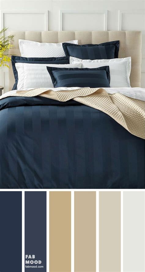 Beige, Dark blue and Grey Color Scheme for Bedroom | Blue bedroom walls, Blue bedroom colors ...