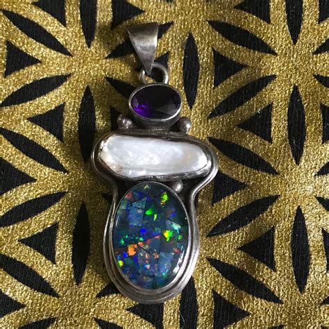 Large Sterling Silver Opal Pendant - Gem