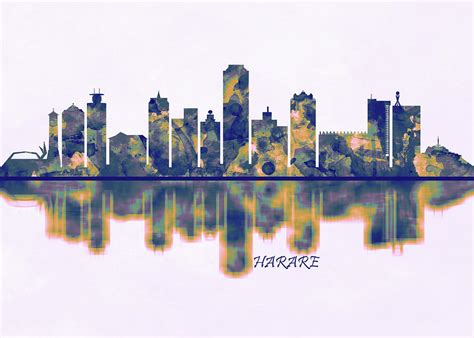 Harare Skyline Mixed Media by NextWay Art | Fine Art America