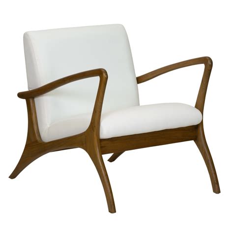 Bella Mid Century Modern White Upholstered Teak Wood Outdoor Lounge ...