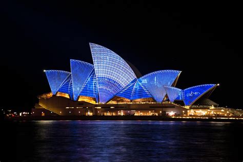 sydney opera house australia sydney harbour vivid 4k HD Wallpaper