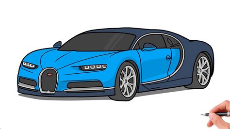 How to draw a BUGATTI CHIRON 2016 / drawing Bugatti Chiron 2017 sports car - YouTube