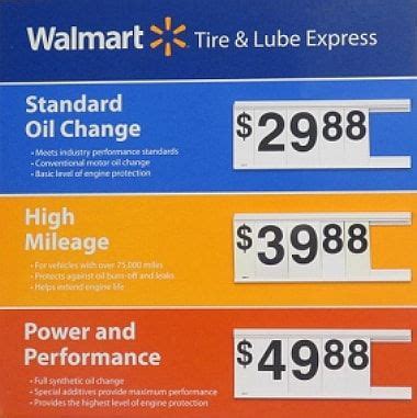 Walmart Lube Express Prices | Oil change, Standard oil, Oils