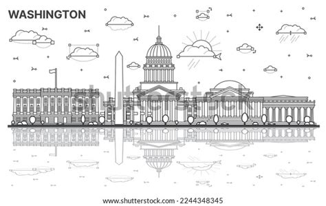 Outline Washington Dc City Skyline Historic Stock Vector (Royalty Free ...