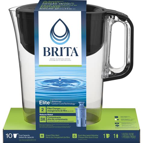 Brita Large 10 Cup Water Filter Pitcher with 1 Brita Elite Filter, Made ...