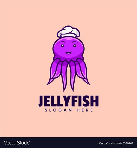 Logo jellyfish mascot cartoon style Royalty Free Vector