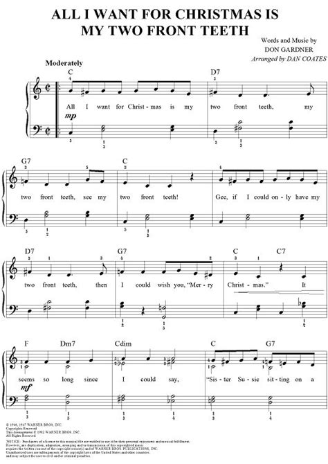 All I Want For Christmas Is My Two Front Teeth Sheet Music: www ...