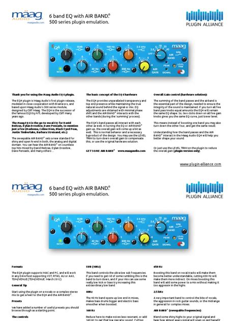 Maag EQ4 Manual | PDF | Equalization (Audio) | Sound Technology