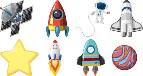 Set of space cartoon characters and objects 19864847 Vector Art at Vecteezy