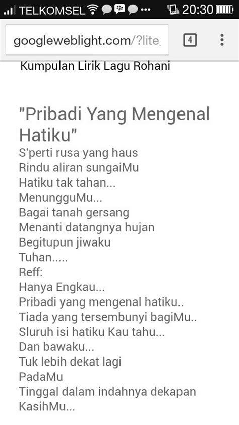 Lirik pribadi yang mengenal hatiku 2021