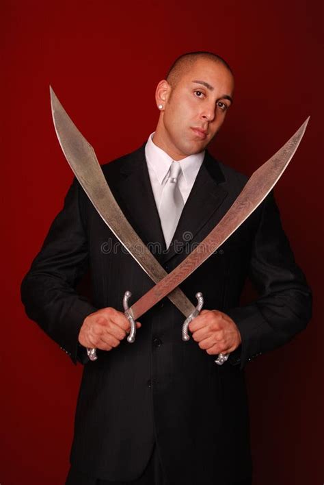 Man with Two Samurai Swords. Stock Photo - Image of serious, adult: 7165260