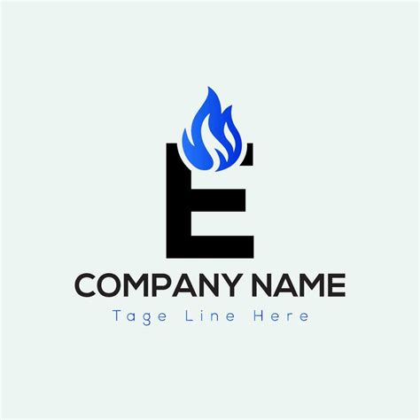 Blue Fire Logo On Letter E Template. Blue Fire On E Letter, Initial ...