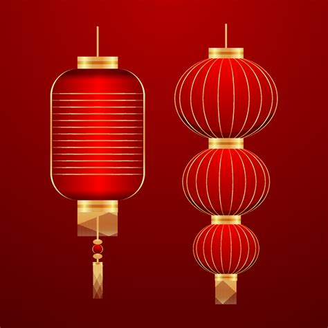 Chinese ornament vector set, oriental lantern lamp template design ...