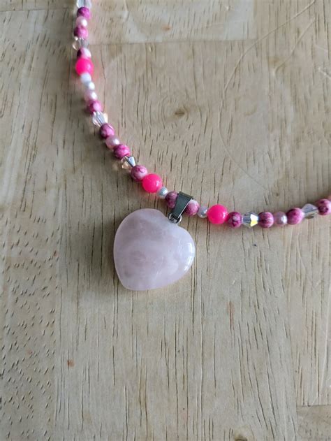 Pretty Pink Heart Necklace - Etsy