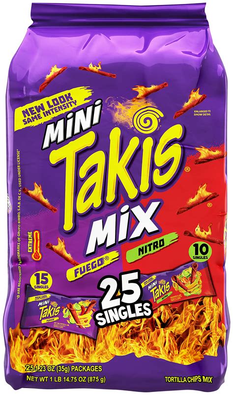 Takis Mini Fuego and Nitro Rolled Tortilla Chips, Hot Chili Pepper and ...