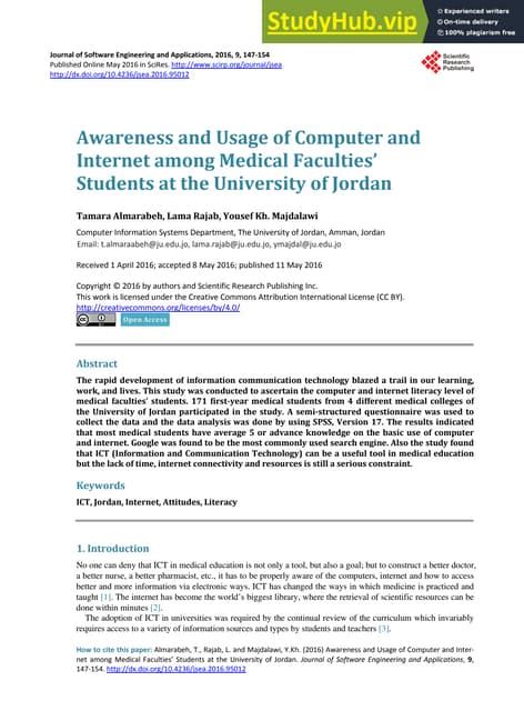 Awareness And Usage Of Computer And Internet Among Medical Faculties Students At The University ...