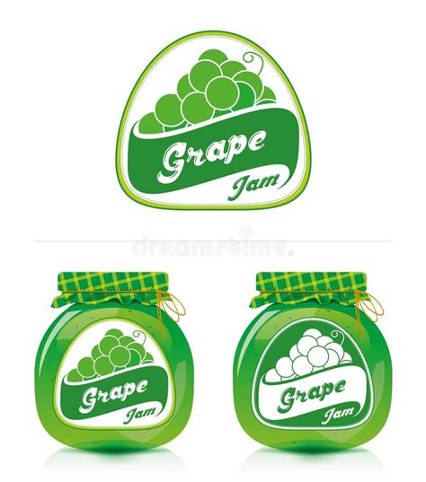 Grape jam label with jar stock vector. Illustration of summer - 37052423