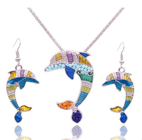 2016 Summer Enamel Dolphin Jewelry Sets For Women Gold Color Animal ...