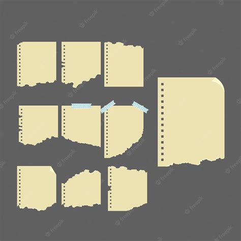 Premium Vector | Note book paper torn vector illustration set collection