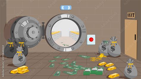 Vetor de The bank vault is inside. Vector image of a cartoon bank vault ...