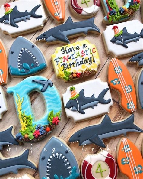 Shark cookie | Birthday cookies, Shark cookies, Birthday