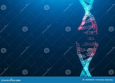 3D Illustration Virus DNA Molecule, Structure. Concept Destroyed Code Human Genome. Damage DNA ...
