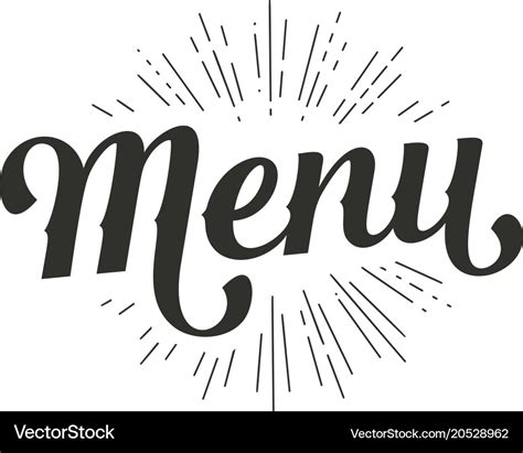 Menu lettering Royalty Free Vector Image - VectorStock