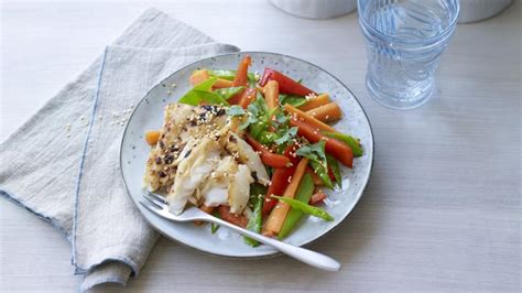 Asian-inspired cod with stir fry recipe - BBC Food