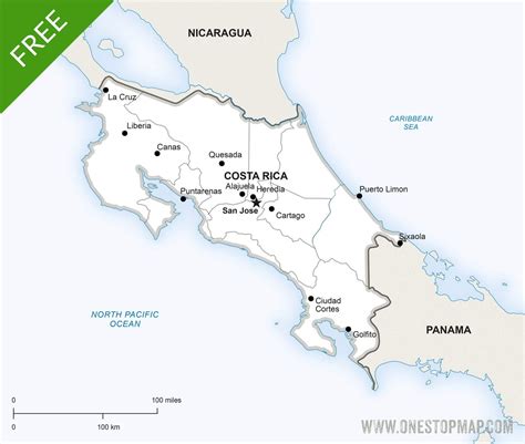 Free Vector Map of Costa Rica Political | One Stop Map