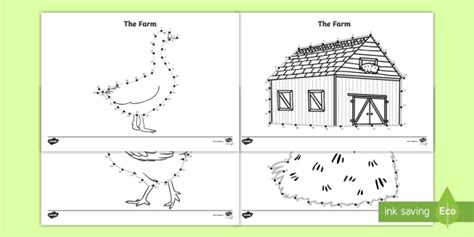 The Farm Aistear Dot to Dot Worksheet (teacher made)