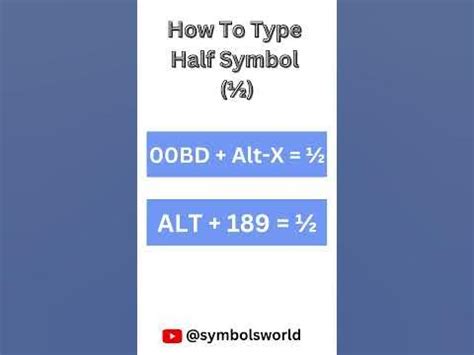 Half Symbol in Word (½) #symbols #halfsymbol #halflife #halfsign #symbolトークン #microsoftword # ...