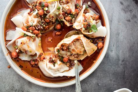 Spicy Chili Oil Wontons - Ahead of Thyme