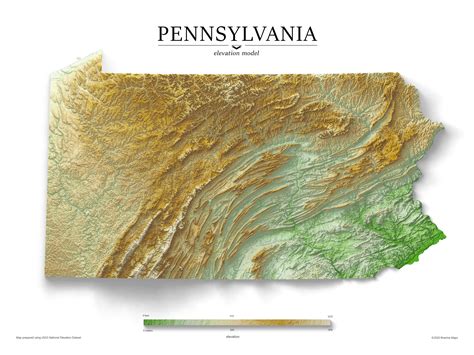 Elevation Map of Pennsylvania : r/Pennsylvania