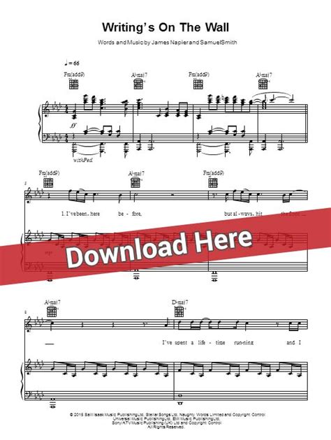 Sam Smith Writing's On The Wall Easy Piano Sheet Music, Notes, Chords ...