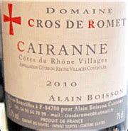 Ken's wine review of 2010 Domaine Cros de Romet French - Rhone (Red Blend) "Cairanne Cotes du ...