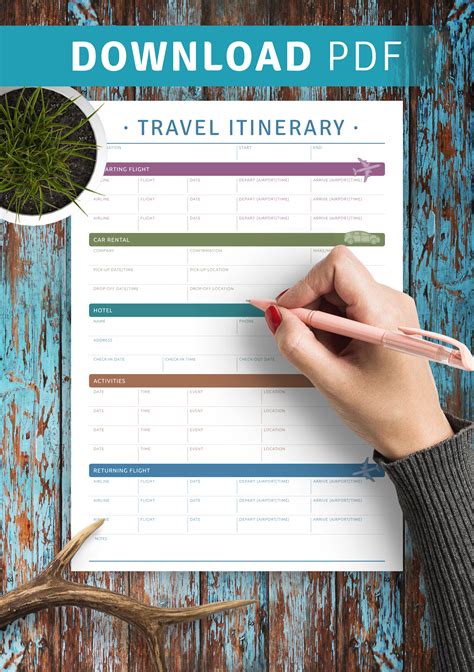 Printable Family Vacation Itinerary Template