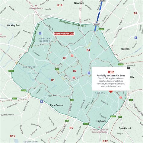 Interactive map of Birmingham Clean Air Zone with postcodes – Maproom