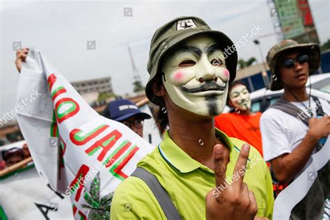 Activist Wearing Guy Fawkes Mask Getures Editorial Stock Photo - Stock ...