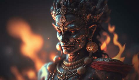 Portrait of Agni, the Indian God of Fire, Surrounded by the Flames of his Dominion 24050025 ...