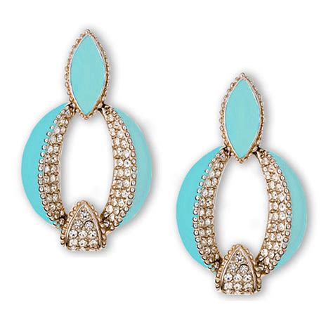 CINER Turquoise Enamel Art Deco Door Knocker Earring with Crystal ...