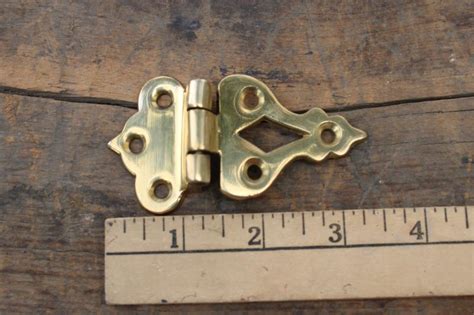 new old stock vintage polished brass cabinet door hinges, surface mount ...