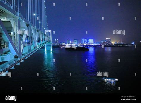 Night view toward Odaiba from Rainbow Bridge Stock Photo - Alamy