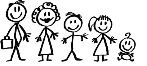 stick figure family of 5 - Clip Art Library