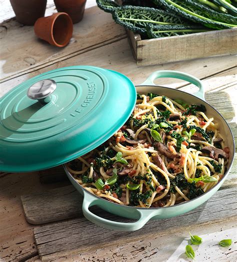 Bucatini with Pancetta, Field Mushrooms and Cavolo Nero - Le Creuset Recipes